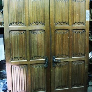 Pair of Oak Linen/ Walnut Doors