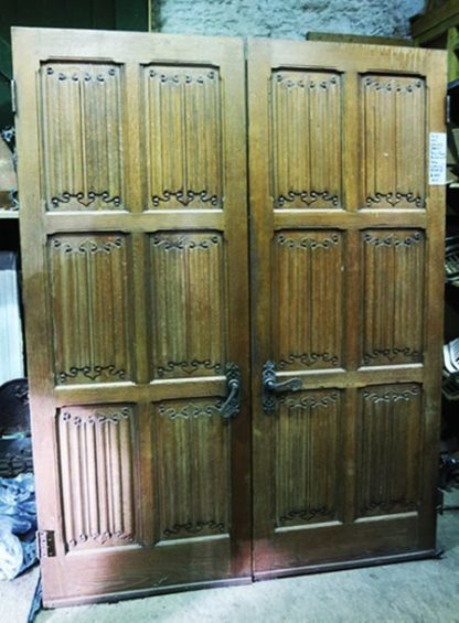 Pair of Oak Linen/ Walnut Doors